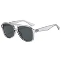 Klassieke aviator zonnebril met transparant dubbel brugframe en donkergrijze glazen - Doorschijnend grijs frame Grijze lens