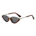Chic cat-eye sunglasses with tortoiseshell frame and silver metal accents in dark grey lenses - Tortoise Frame Gray Lens