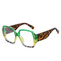 Square oversized sunglasses in emerald green and dark tortoiseshell patterned frames - C13 Green Tortoise Frame Transparent Lens
