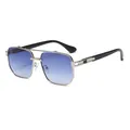 Occhiali da sole aviator classici argento a doppio ponte con lenti blu sfumate - Montatura Argento Blu Sfumato