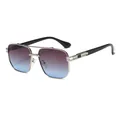 Occhiali da sole aviator a doppio ponte con lenti sfumate viola e montatura in metallo - Montatura Argento Grigio Blu