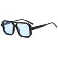 Occhiali da sole aviatore vintage montatura nera doppio ponte lenti azzurre - Montatura Nera Lenti Blu