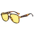 Double-bridge aviator sunglasses with tortoiseshell frames and yellow lenses - Tortoise Frame Yellow Lens