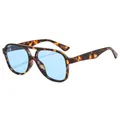 Classic aviator sunglasses with tortoiseshell frame and light blue lenses for fashion - Tortoise Frame Blue Lens