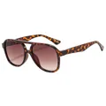 Tortoiseshell aviator sunglasses with double bridge and gradient brown lenses - Leopard Frame Gradient Brown Lens