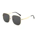 Fashionable oversized square gold metal frame sunglasses with dark gray lenses for women - Gold Frame Grey Lens