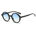 Retro-Rundsonnenbrille in Schwarz mit blauem Farbverlauf und silbernen Nieten - Schwarzer Rahmen Verlaufsblau