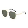 Fashionable oversized gold metal sunglasses with dark green lenses for UV protection - Gold Frame Green