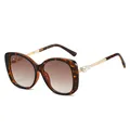 Oversized tortoise shell sunglasses with gradient lenses and pearl metal temple detail - C3 Tortoise Frame Gradient Brown