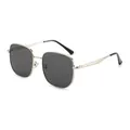 Lunettes de soleil carrées en métal avec monture argentée et verres gris foncé - Monture Argent Verres Gris