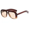 Gafas de sol retro de gran tamaño con montura ámbar degradado y lentes color té claro para - Marco Té Lentes Champán