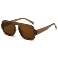 Lunettes de soleil aviateur rétro à dessus plat avec monture et verres ambre écaillé - Monture Thé Verre Thé