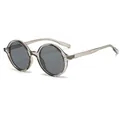 Retro-Sonnenbrille mit rundem Rahmen in Taupe-Transparent und dunkelgrauen Gläsern - Grauer Rahmen Graue Gläser