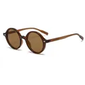 Retro-Rundbrille mit transparentem tee-braunem Gestell und UV-Schutz-Gläsern - Tee Rahmen Tee Gläser