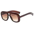 Gafas de sol de gran tamaño con montura marrón translúcida y cristales degradados - Montura Té Lentes Té Degradado