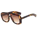 Gafas de sol de parte superior plana con montura de carey y lentes marrón degradado - Marco Demi Lentes de Té Degradadas
