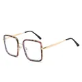 Lunettes de soleil carrées surdimensionnées en écaille avec branches en métal doré - Monture Léopard Rose