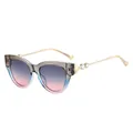 Lunettes de soleil œil-de-chat avec monture grise et verres dégradés bleu-rose - Monture Bleu Gris Verres Gris Rose