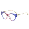 Lunettes de soleil œil de chat, monture dégradé violet et branches dorées en strass - Monture Bleu Rose Verres Transparents