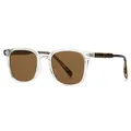 Classic square oversized sunglasses with transparent frames and tortoiseshell temples - Transparent Frame Brown Lens