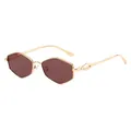 Schicke sechseckige Goldmetall-Sonnenbrille mit braunen Gläsern für Retro-Look - Goldener Rahmen Grauviolette Gläser