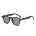 Retro round polarized sunglasses with translucent dark grey frames and metal accents - Translucent Grey Frame Light Grey Lens
