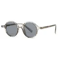 Lunettes de soleil rétro avec monture TR grise transparente et verres gris foncé tendance - C6 Monture Grise Verres Gris