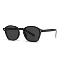 Classic black full-rim fashion sunglasses with dark grey lenses and silver metal accents - Black Frame Black Grey Lens
