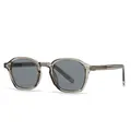 Retro translucent grey square sunglasses with dark grey lenses for a vintage fashion look - Light Green Frame Grey Lens