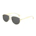 Classic aviator sunglasses with gold metal frame and dark grey UV lenses for men - Gold Frame Grey Lens