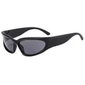 Futuristische mattschwarze Sportsonnenbrille mit stromlinienförmigem Rahmen und Gläsern - Schwarzer Rahmen Graue Gläser