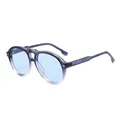 Vintage Doppelsteg-Pilotenbrille mit blauen Gläsern und Verlaufsrahmen - Blau Verlauf Rahmen Blaue Gläser