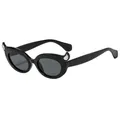 Fashionable black cat eye sunglasses with crystal accents and dark lenses - Black Frame Black Grey Lens