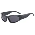 Wraparound sport sunglasses featuring a black carbon fiber texture frame and dark grey lenses - Gray Lattice Frame Gray Lens