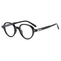 Retro black round frame sunglasses with silver arrow rivets and clear blue light lenses - Black Frame Anti-Blue Light