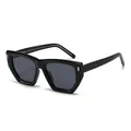 Lunettes de soleil polarisées polygonales noires avec rivets en métal argenté - Monture Noire Verres Gris