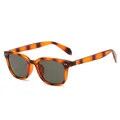 Gafas de sol vintage con montura cuadrada de carey y remaches metálicos finos - Montura Leopardo Lentes Gris Claro
