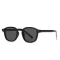 Vintage TR frame black sunglasses with silver stud accents and UV protection lens - Black Frame Black Grey Lens
