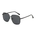 2025 Trendy oversized metal frame sunglasses with dark lenses for stylish outdoor fashion - Black Frame Grey Lens