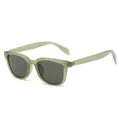 Gafas de sol retro cuadradas verde salvia translúcido con lentes grises y remaches - Montura Verde Lentes Grises Claros