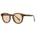 Gafas de sol retro con montura redonda de resina marrón y lentes de color té - Montura Té Lentes Té Claro