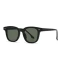 Gafas de sol retro TR de montura cuadrada negro mate con remaches para protección solar - Montura Negra Lentes Verde Oscuro