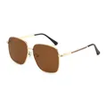 Fashion oversized metal sunglasses with brown lenses and signature striped temples - Gold Frame Tea Lens
