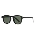 Retro TR core matte black sunglasses with dark green lenses and silver rivets for street style - Matte Black Frame Dark Green Lens