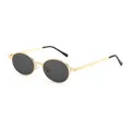 Occhiali da sole ovali retrò da donna con montatura in oro e lenti grigio scuro trendy - Montatura Oro Lenti Grigie