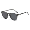 Vintage polarized sunglasses with translucent grey frames and gold arrow accents - Grey Frame Grey Lens