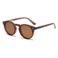 Gafas de sol redondas retro con montura marrón oscuro y remaches de flecha - Montura Marrón Lente Té