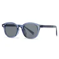 Vintage round frame polarized sunglasses with translucent dark blue frames and grey lenses - Blue Frame Grey Lens
