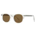 Retro round transparent sunglasses with brown lenses and metal hinge detail for street style - Transparent Frame Brown Lens