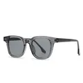 Retro TR90 square sunglasses with translucent smoke grey frames and dark grey lenses - Grey Frame Grey Lens